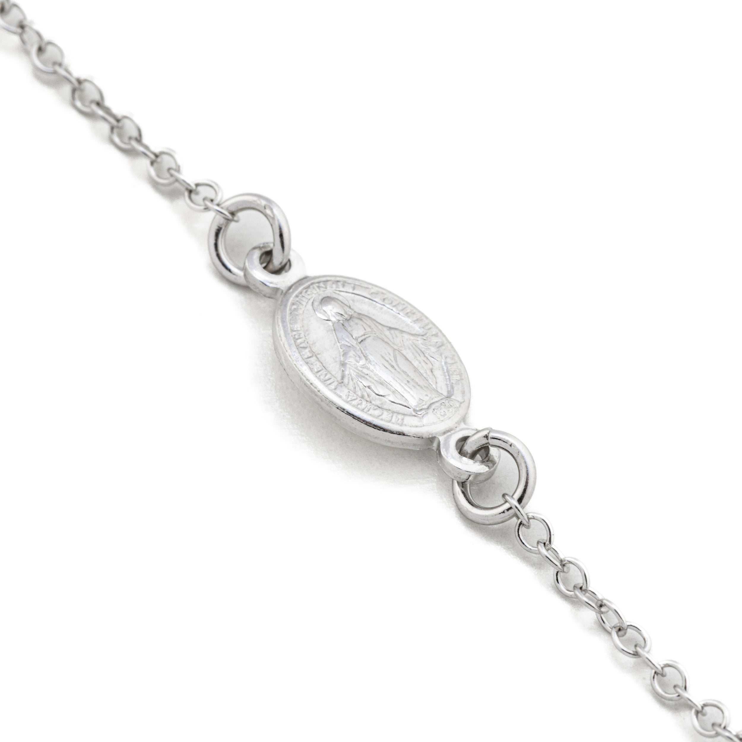 Exclusive 925 silver bracelet. With 2mm 3 + 3 + 3 pink beads