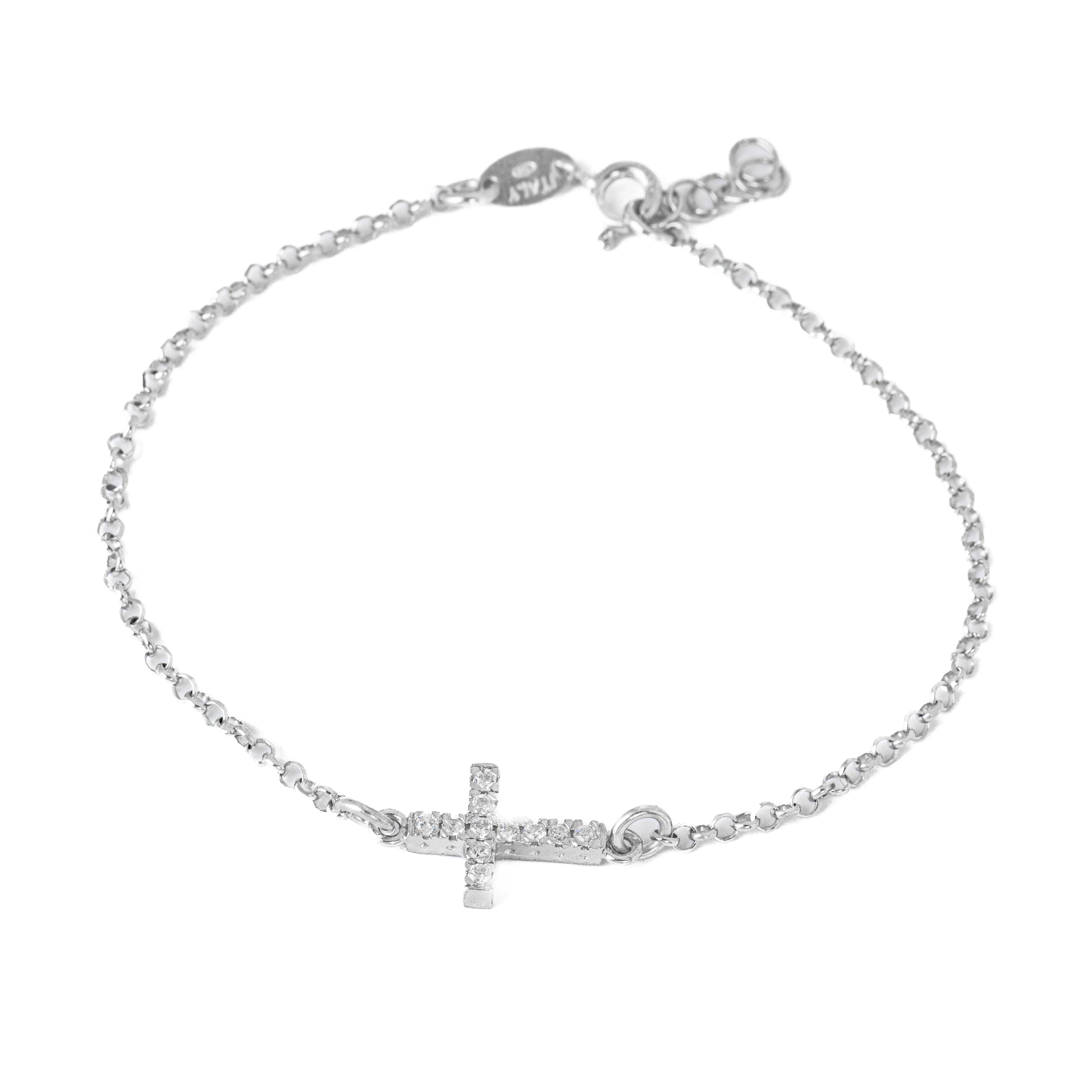 Bracciale in argento 925 con croce con Zirconi