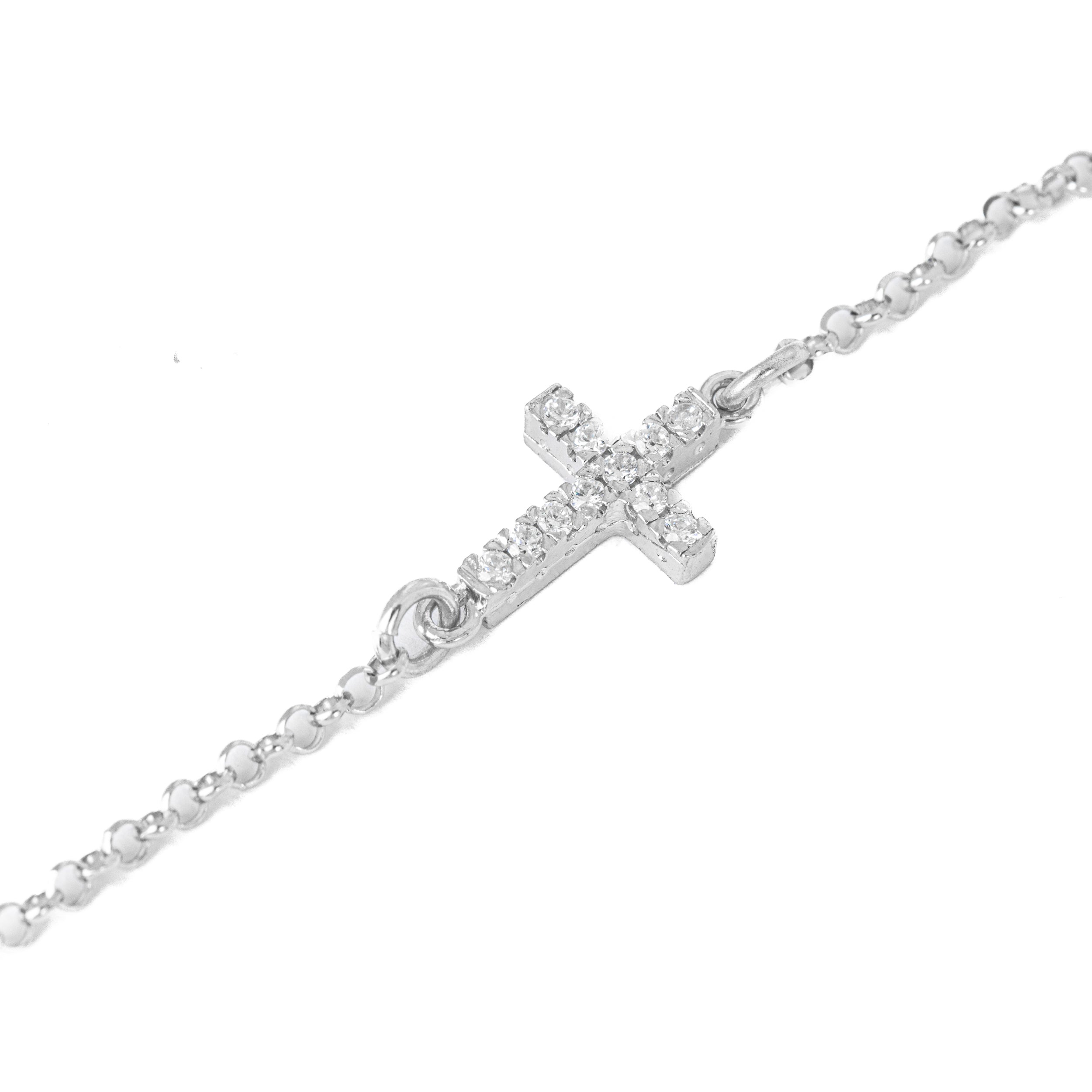 Bracciale in argento 925 con croce con Zirconi