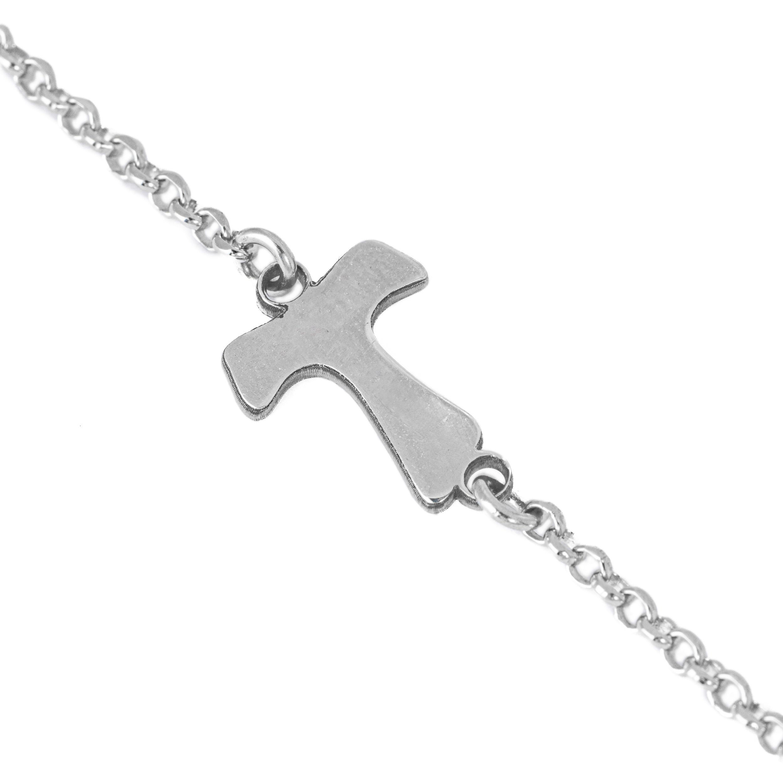 Esclusivo bracciale in argento 925 con croce Tao fatta mano