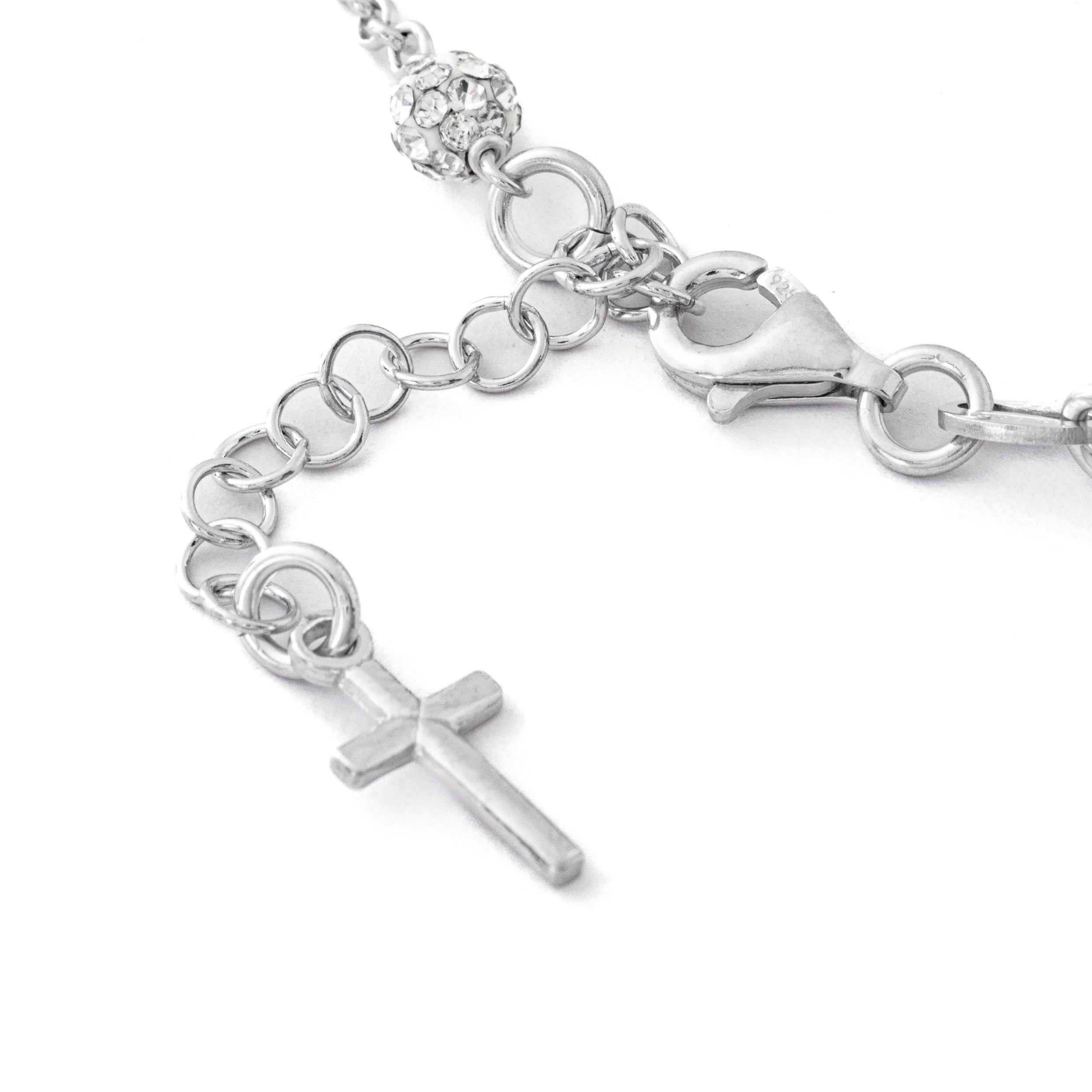 PHOTO MISSING OF CROSS 925 silver bracelets. With 3mm beads and Miraculous Madonna. Hematite