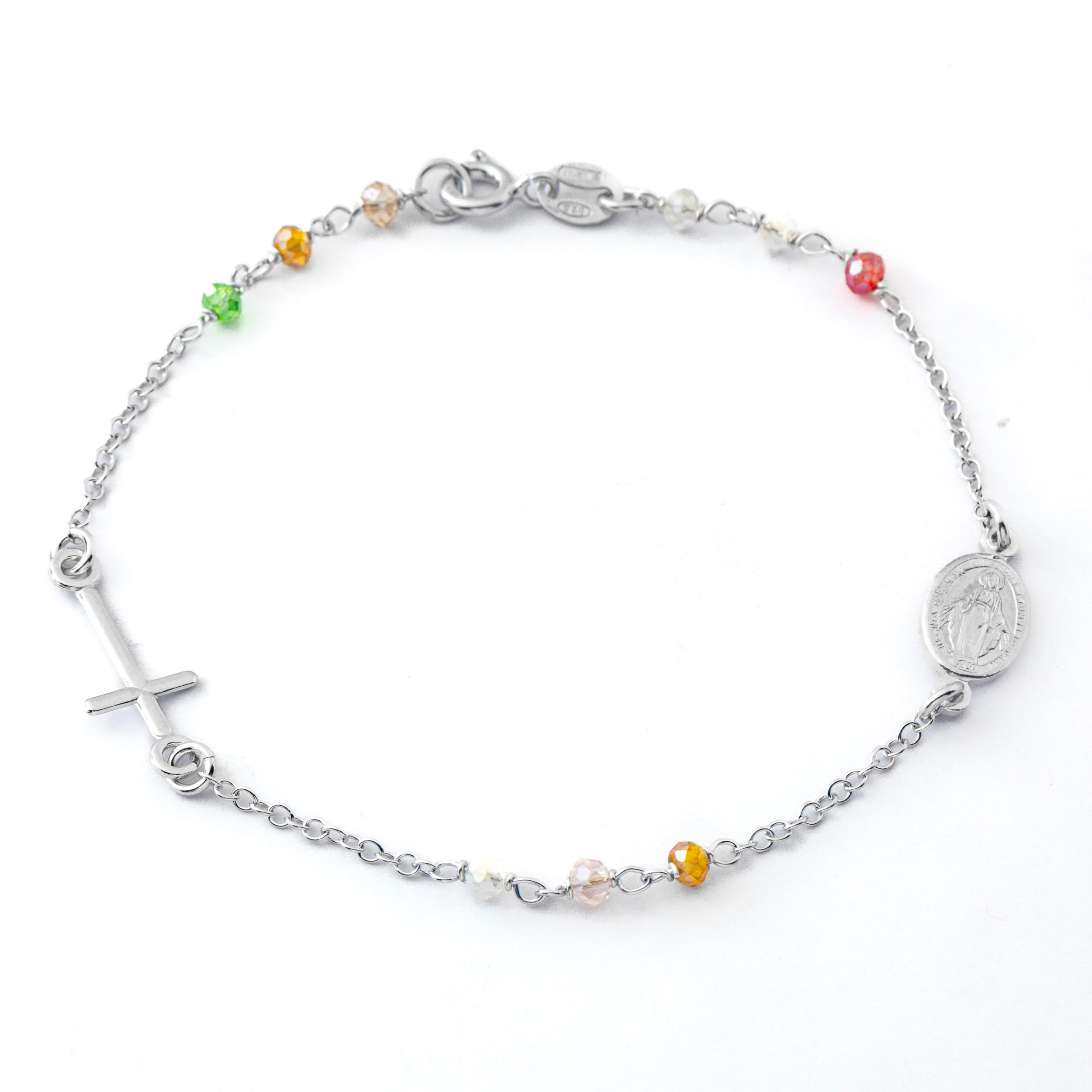 925 silver bracelets. With 2mm Multicolor beads and Miraculous Madonna