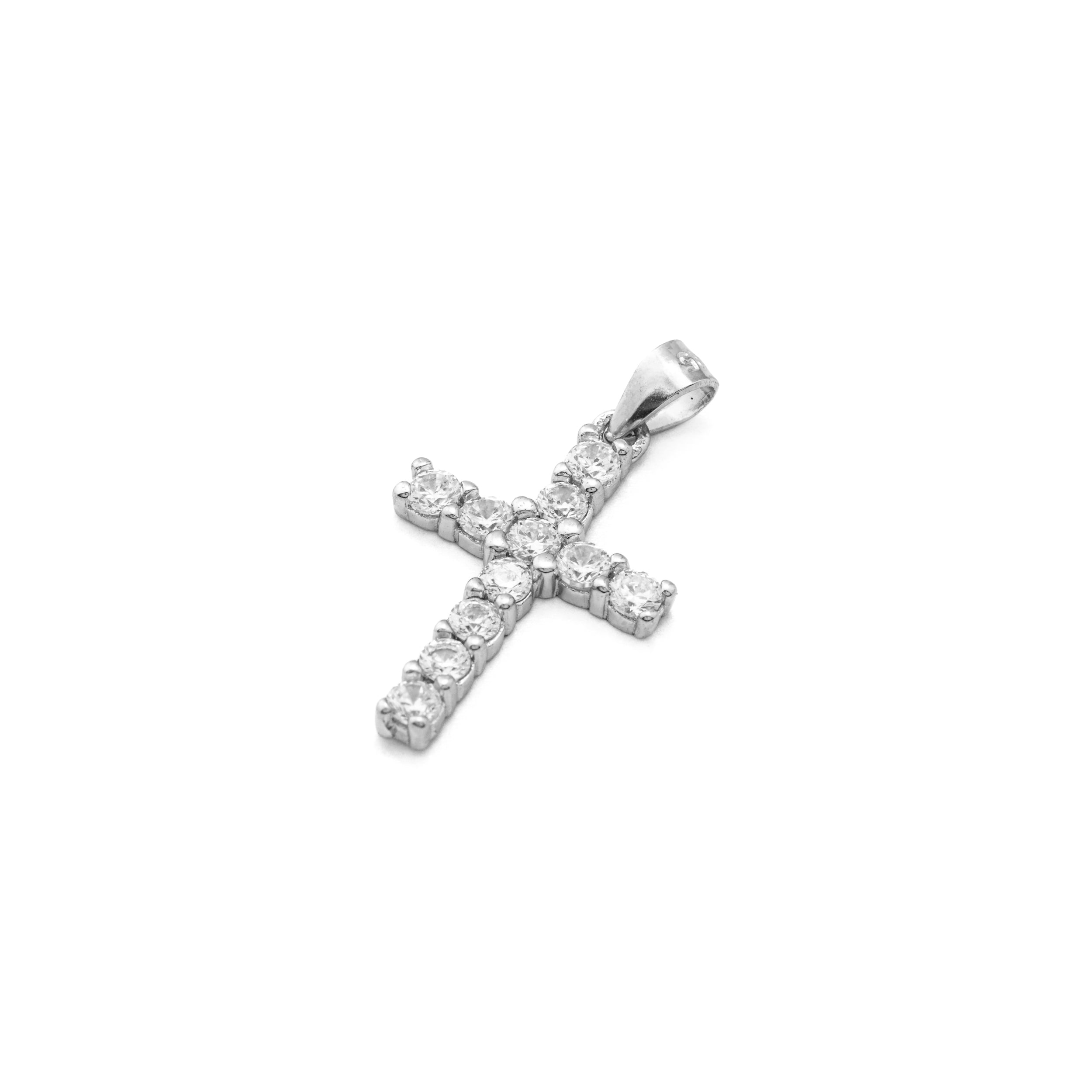 925 Silver Cross with Golden or Rhodium Zircons