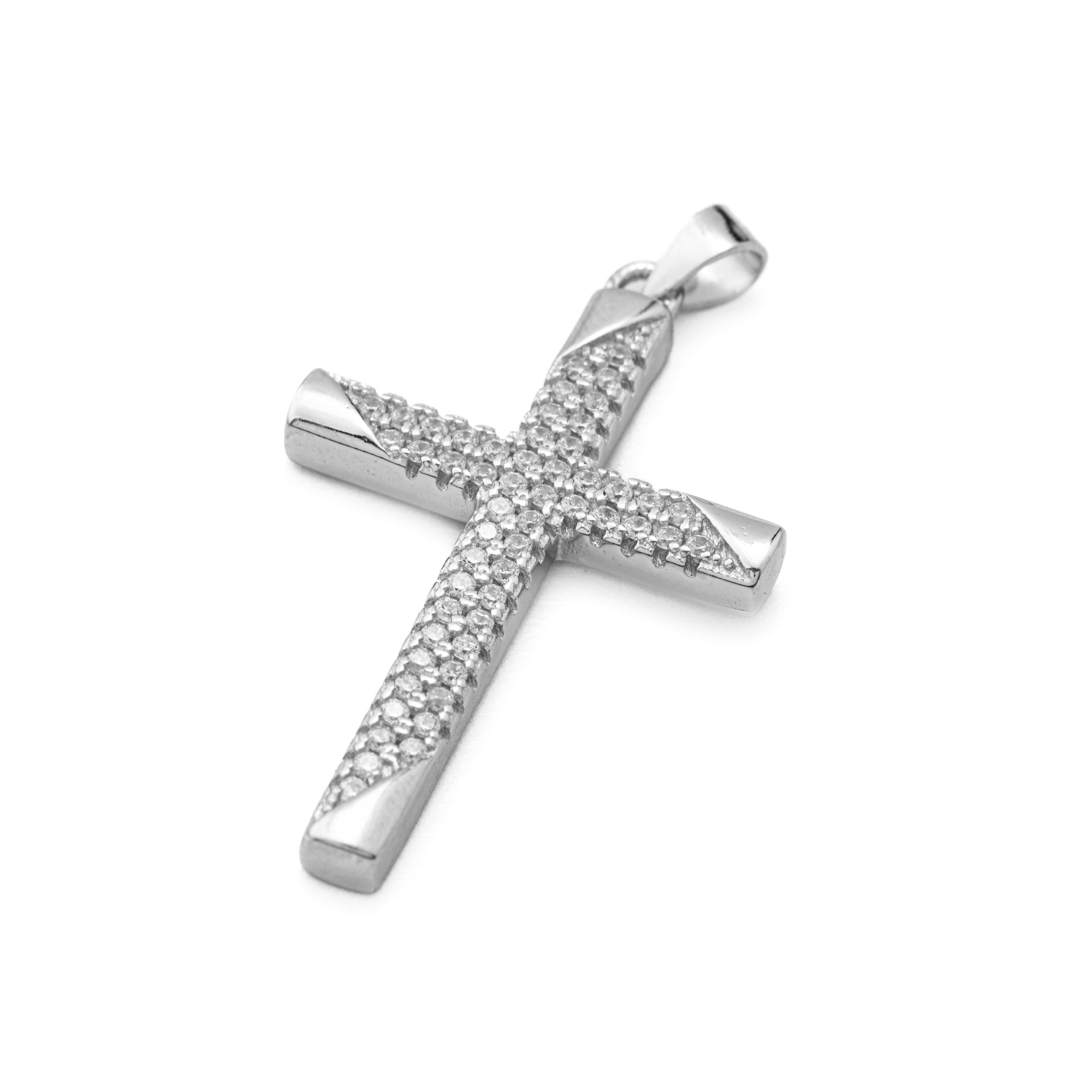 925 Silver Cross with Zircons. Measurement:3cm x 2cm