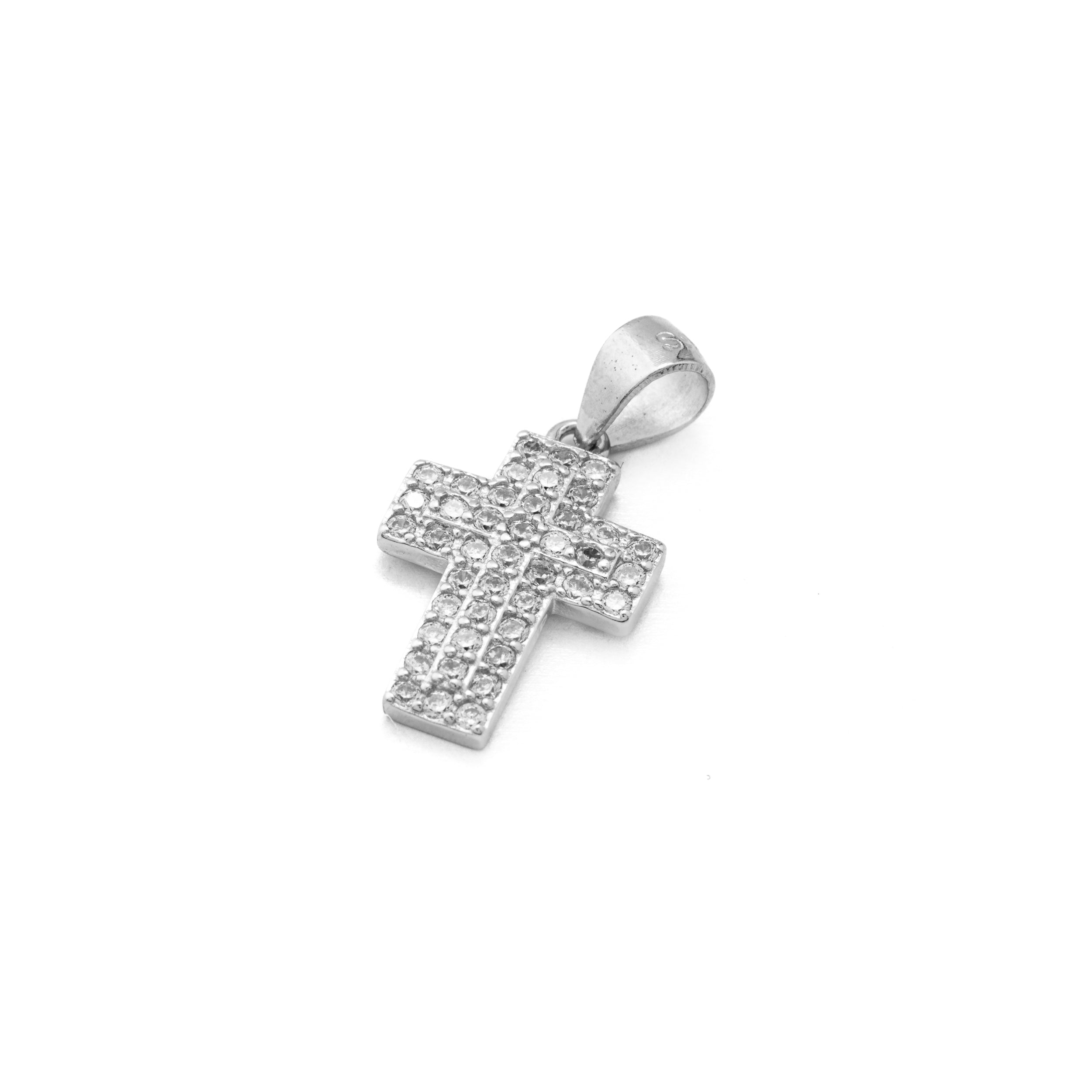 925 Silver Cross with White Zircons