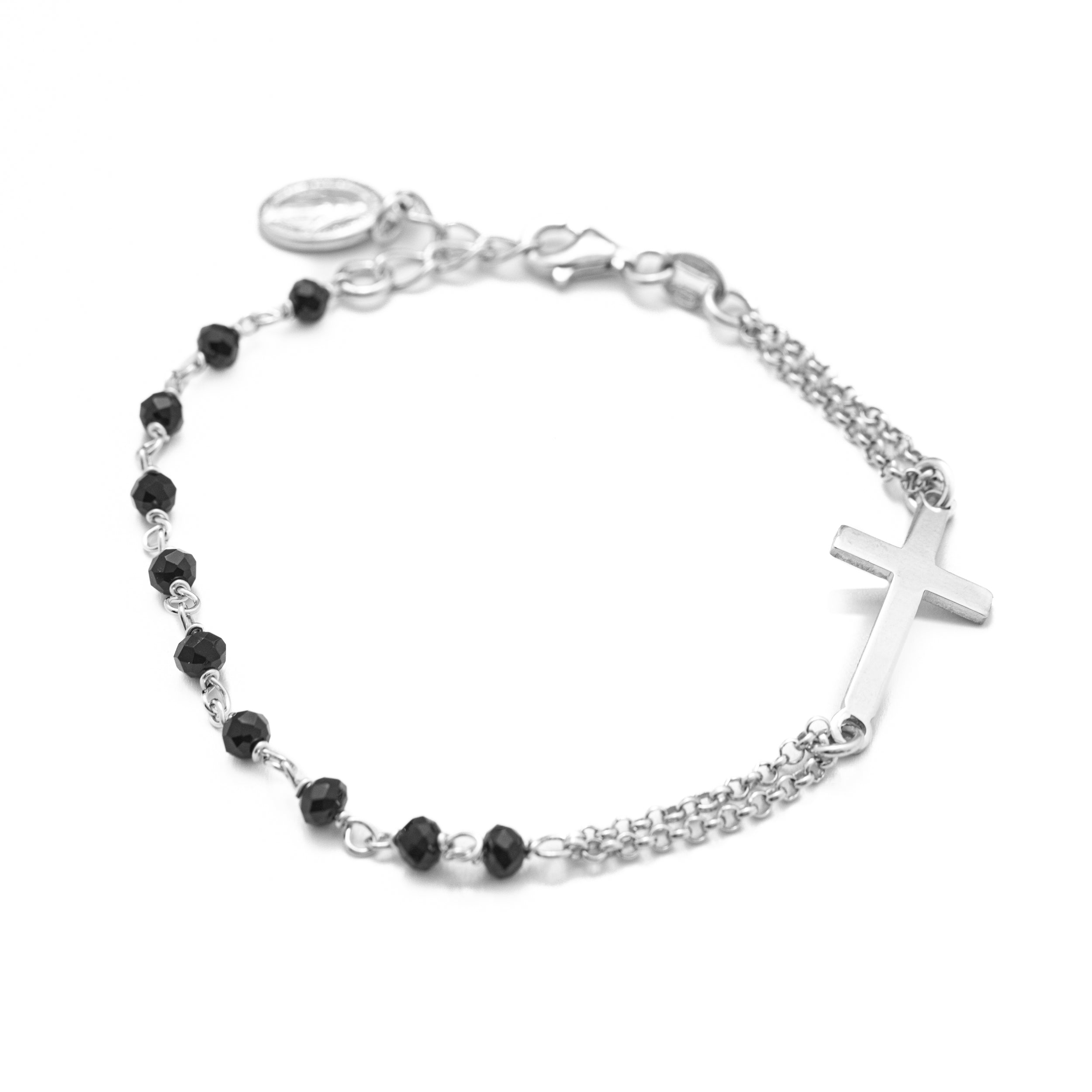 Bracciali argento 925. Con grani da 3mm e Madonna Miracolosa