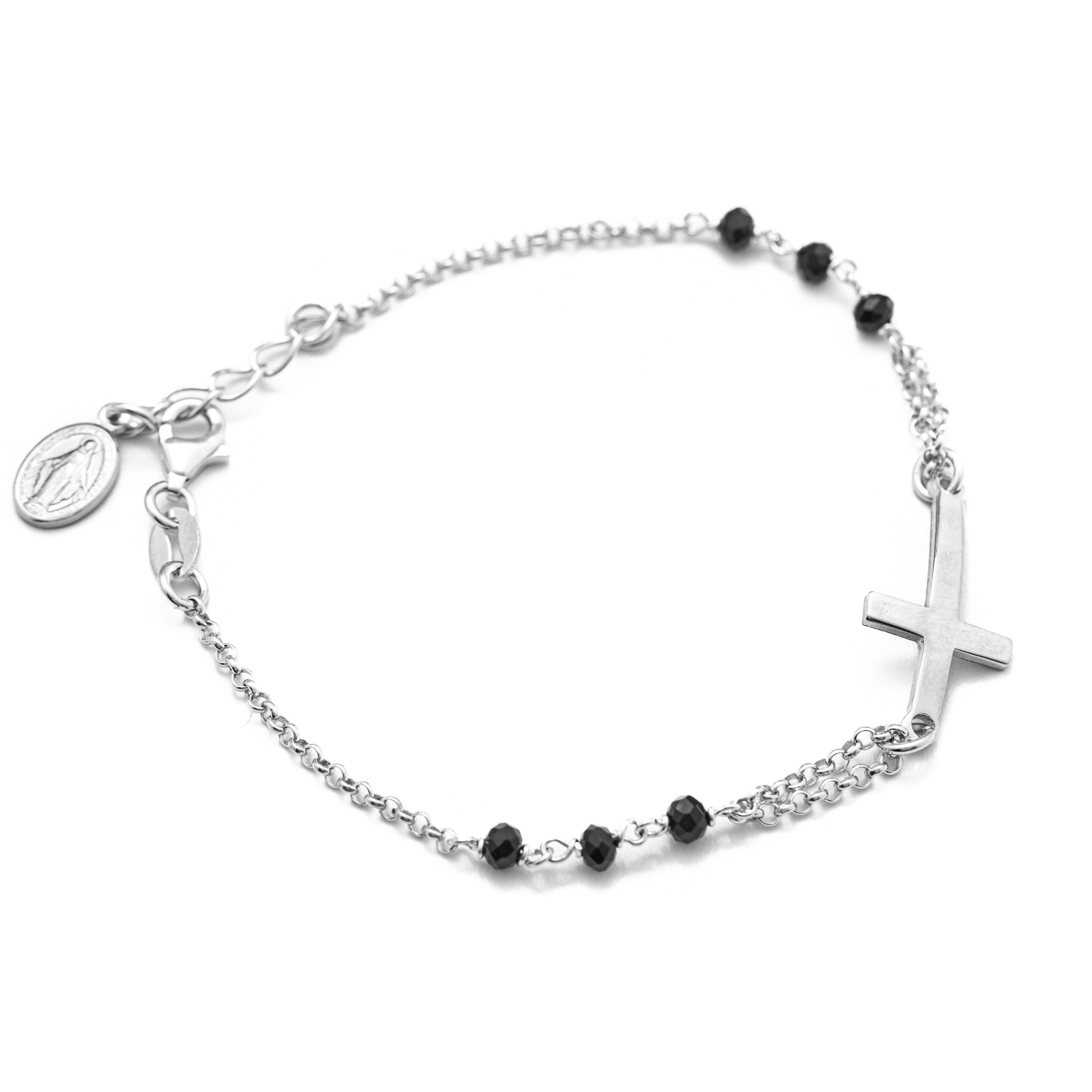 Bracciali argento 925. Con grani da 3mm e Madonna Miracolosa