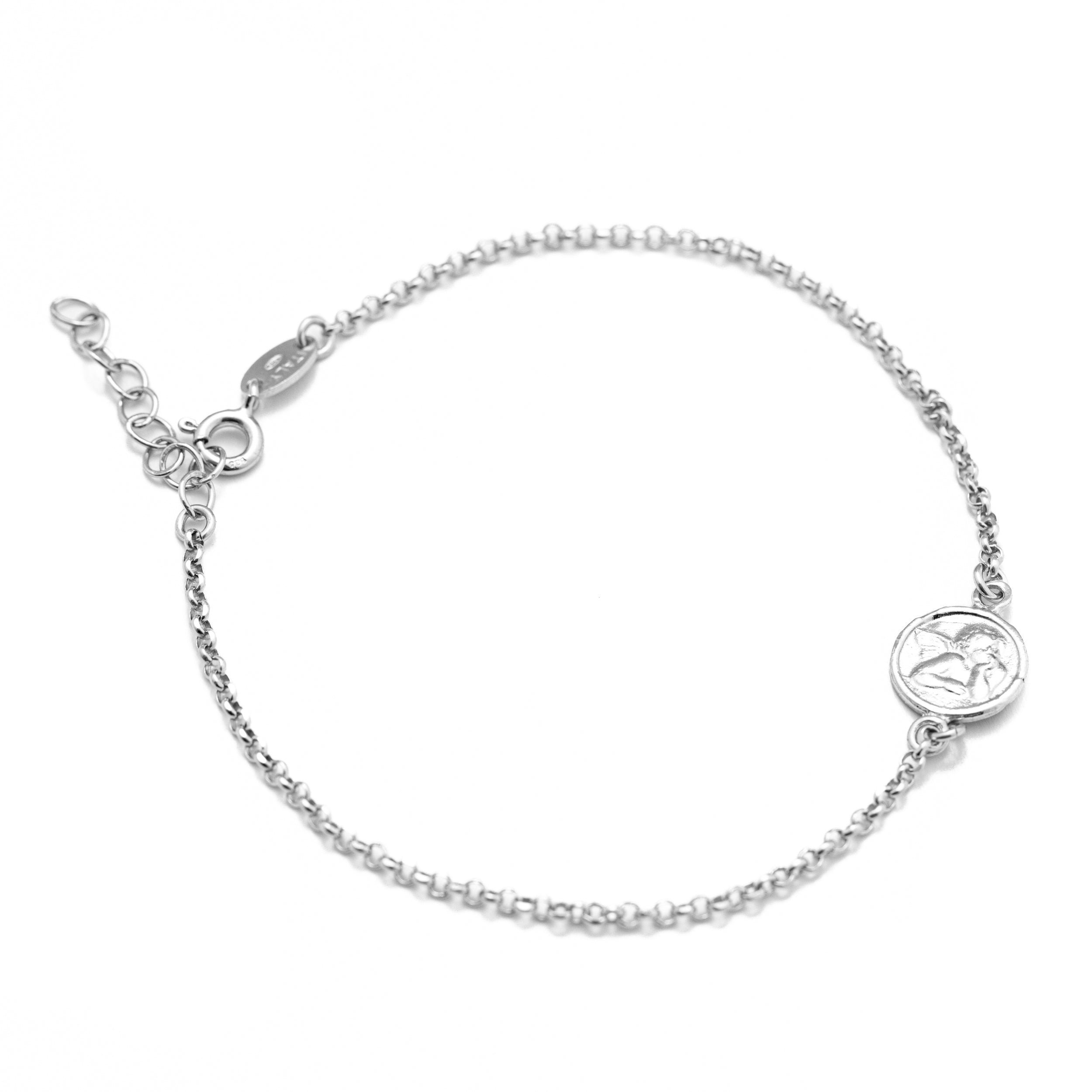 Bracciale in Argento 925 con medaglia Angelo centrale