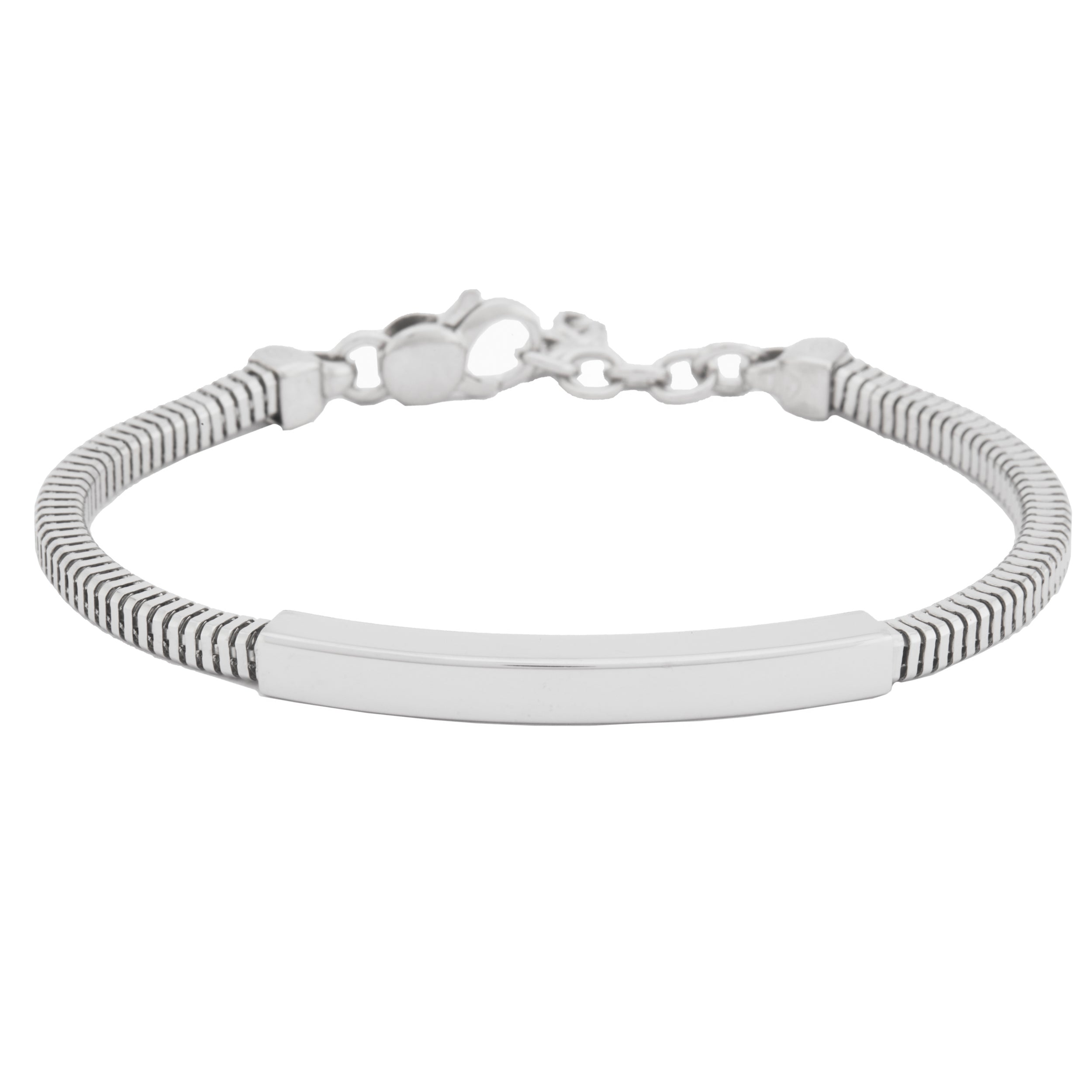 925 silver bracelet with plate and snake chain