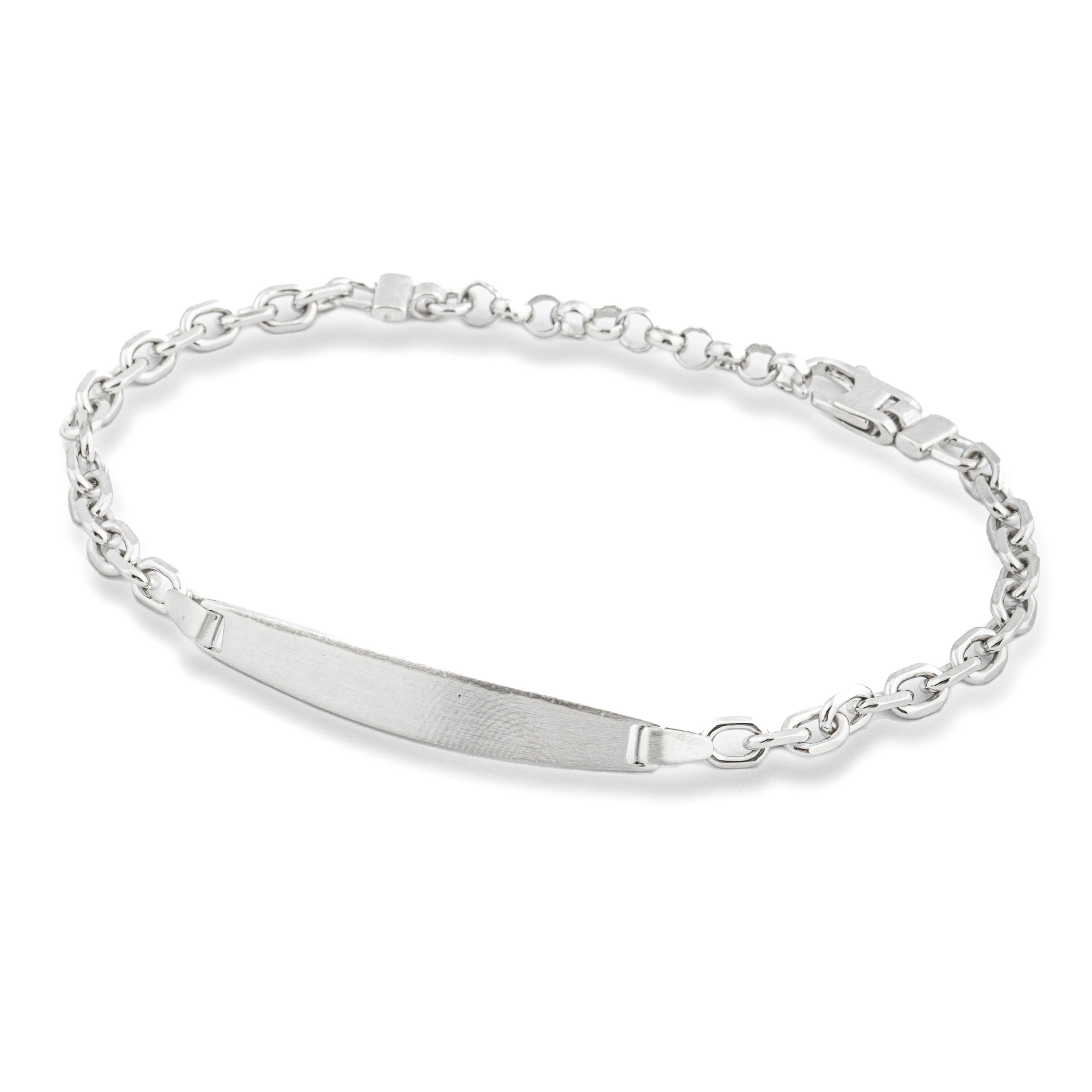 925 silver bracelet with plate and oval link.