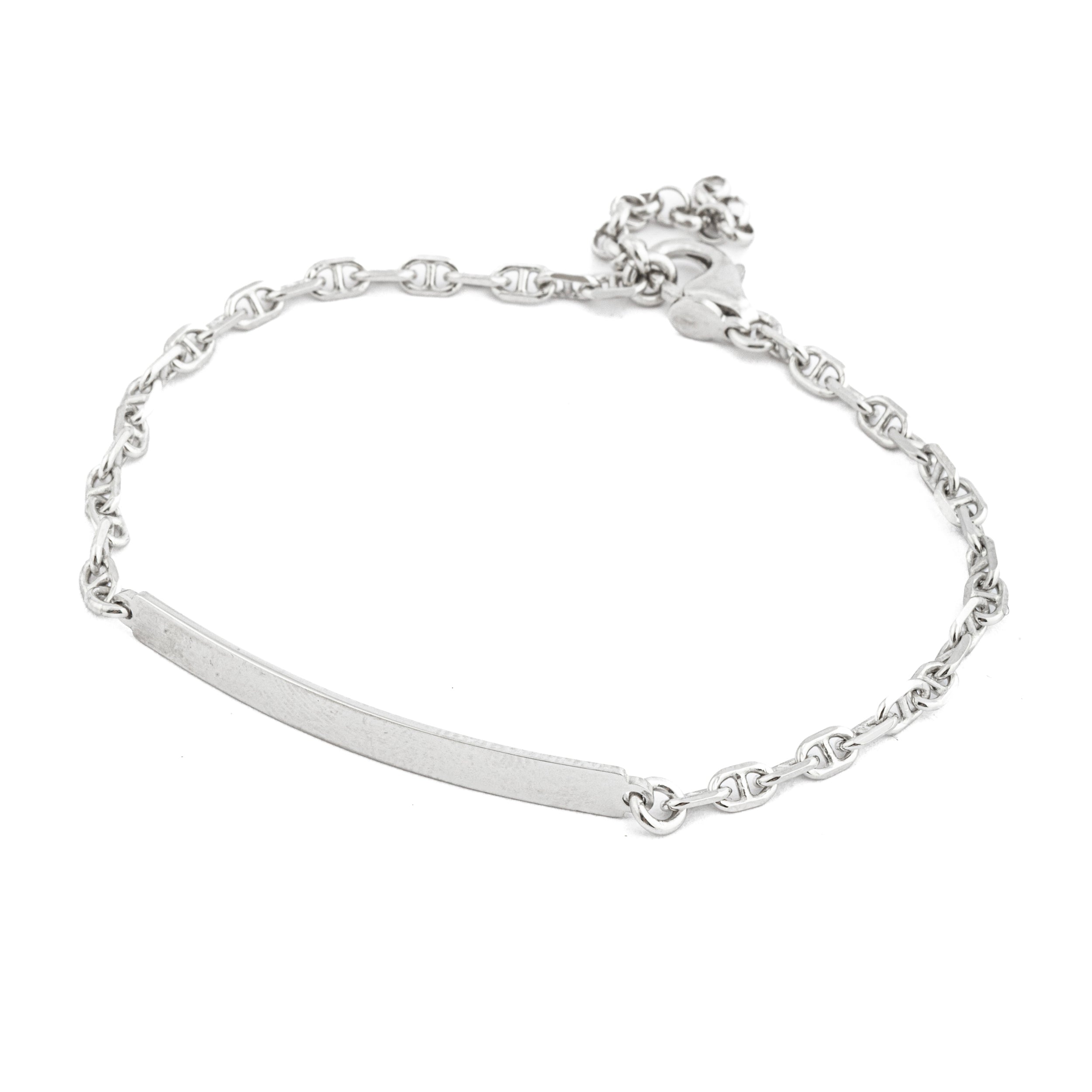 Bracciale argento 925 con piastra e Catena Maglia Quadra