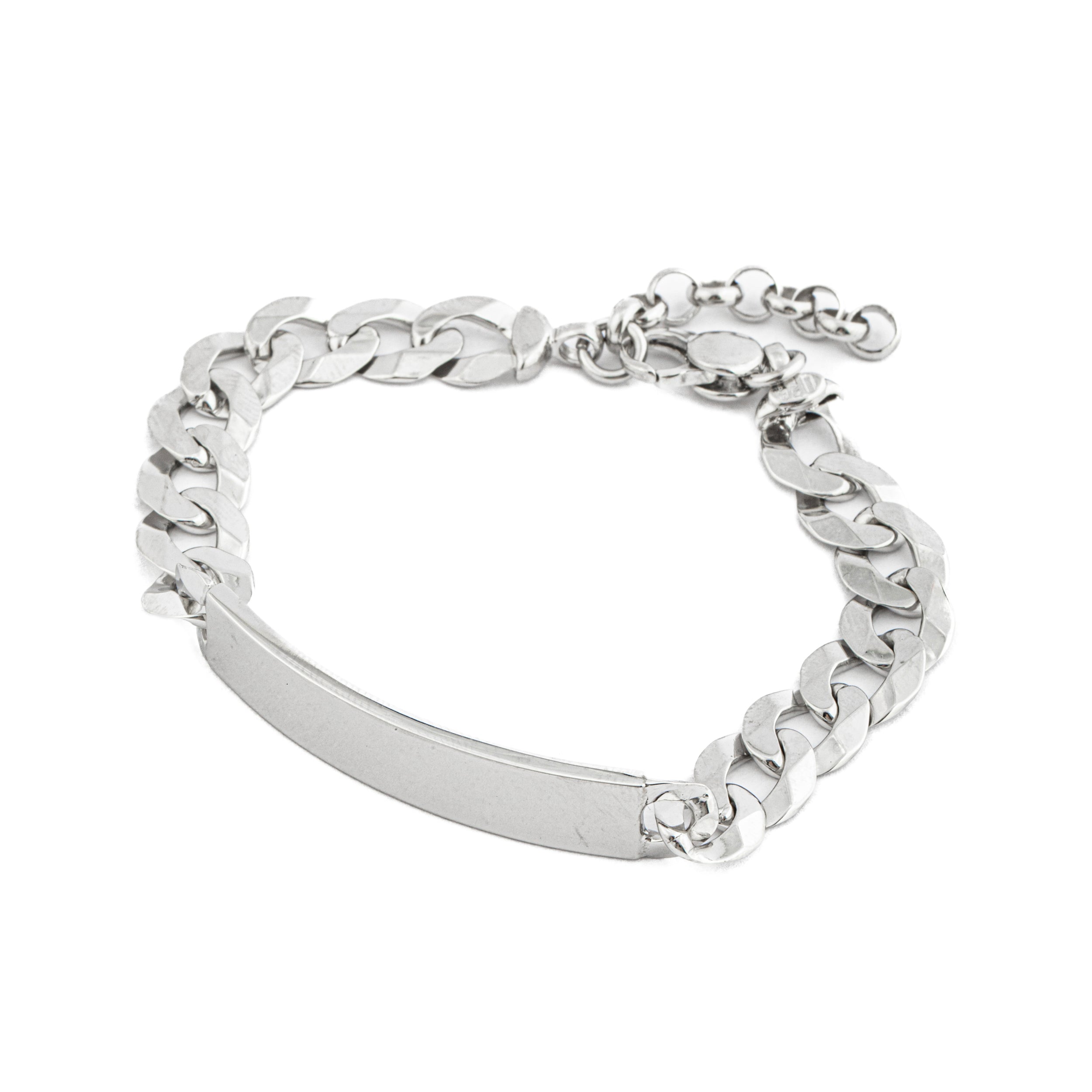 Bracciale argento 925 con piastra e catena grumette.