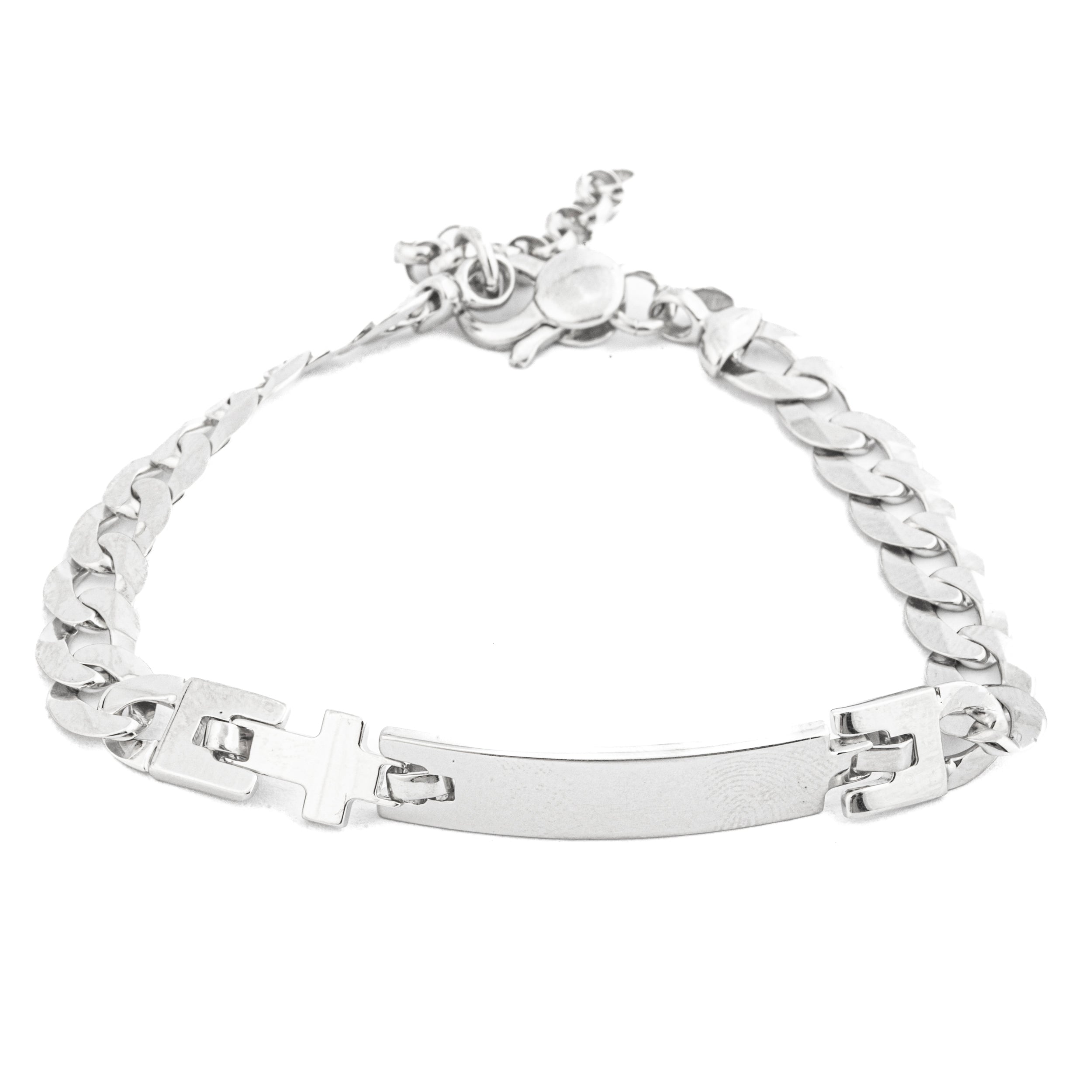 Bracciale argento 925 con Catena Grumette con Piastra Centrale