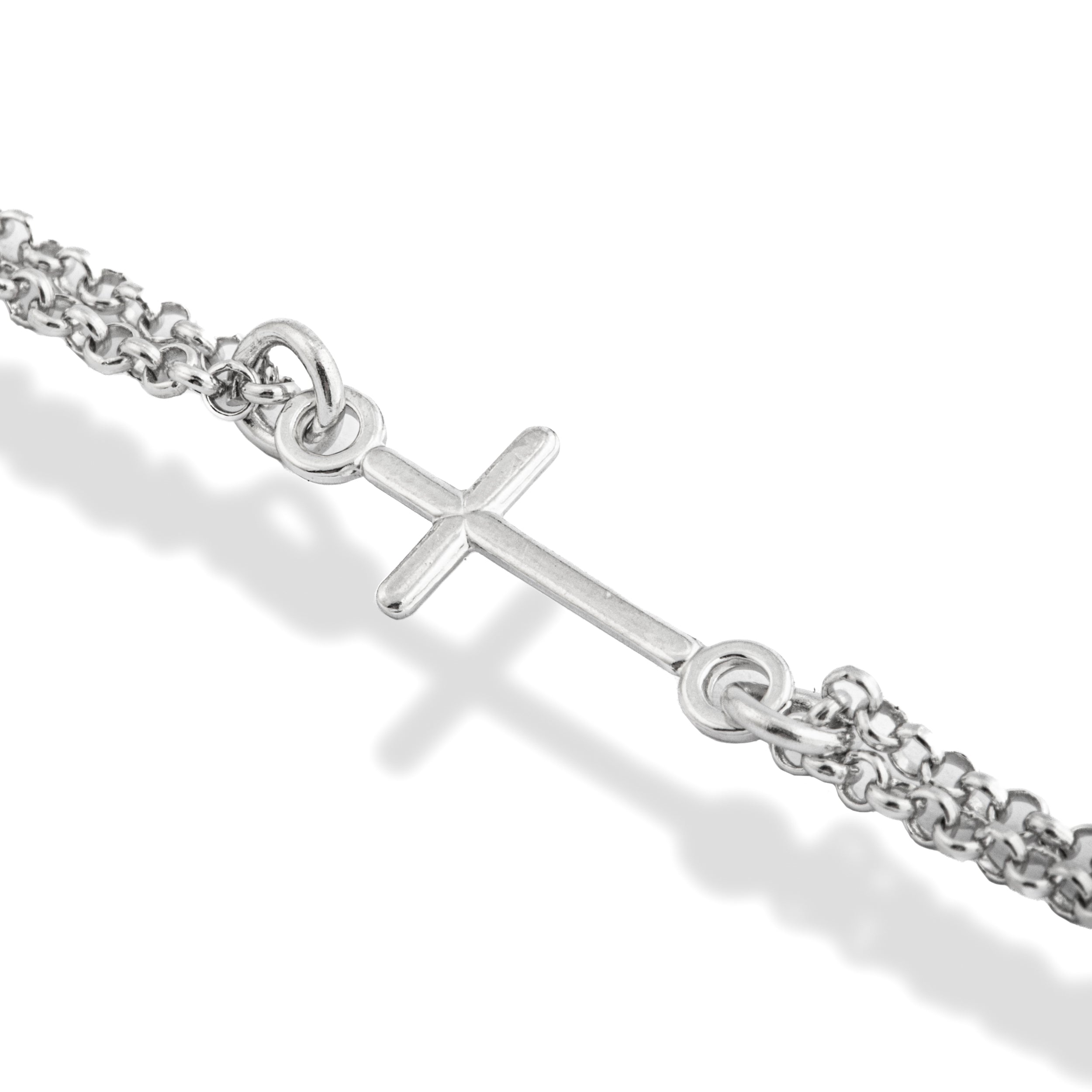 Double strand 925 silver bracelet. With 3mm beads and Miraculous Madonna