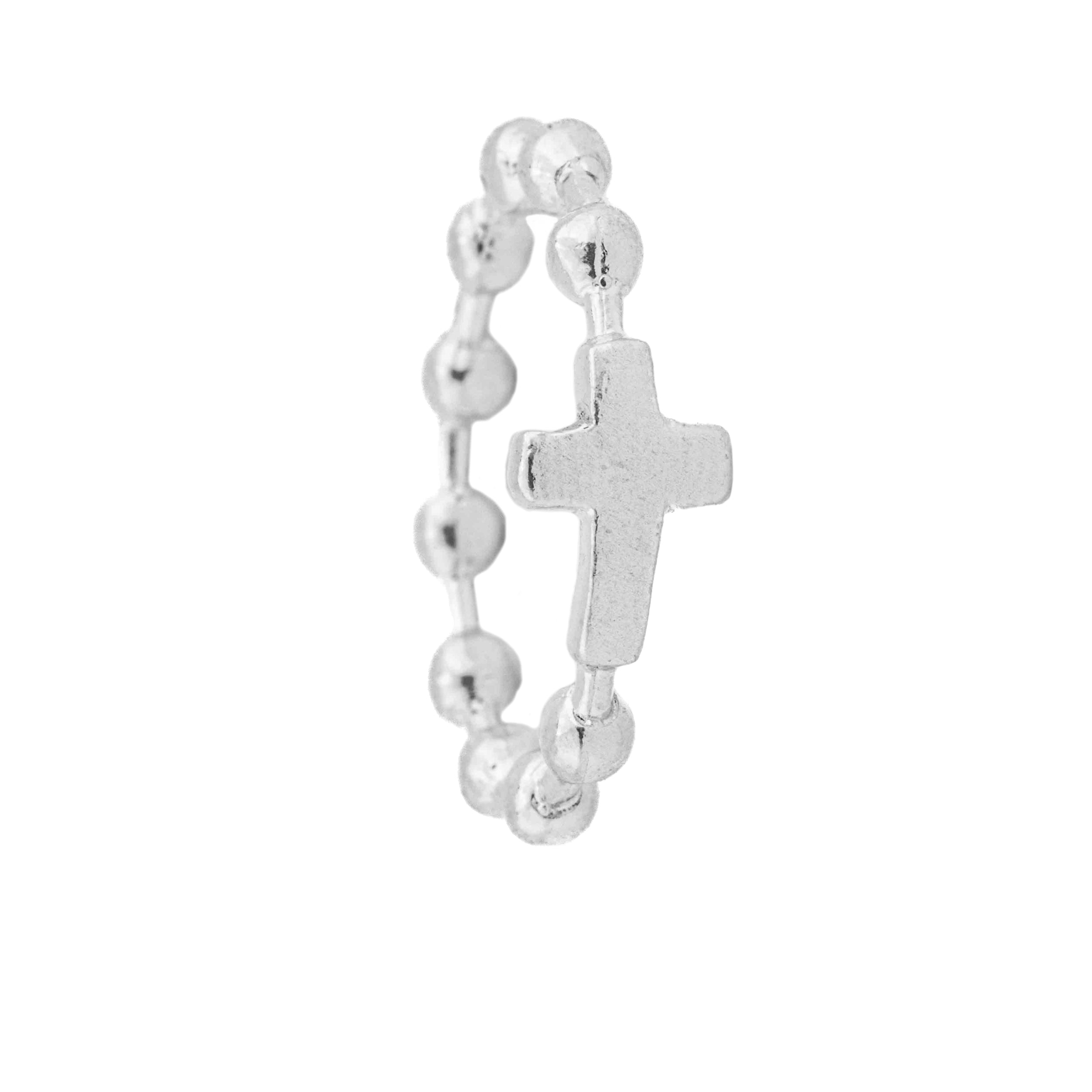 Handcrafted 925 silver rosary ring with cross