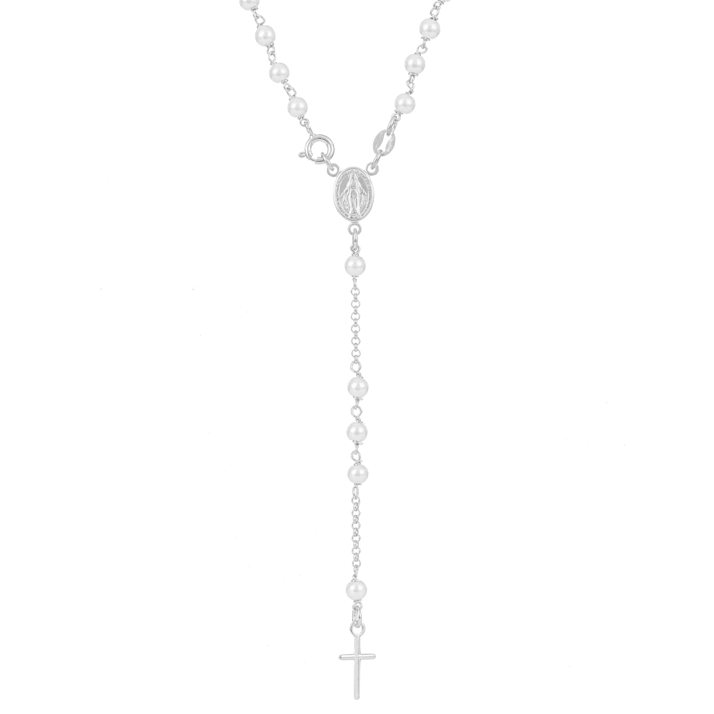 Rosario Argento 925 con Perla Sintetica 3mm